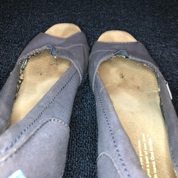 TOMS Blue Calypso Espadrille Peep Toe Canvas Wedge Heels Size 7 - Picture 8 of 11